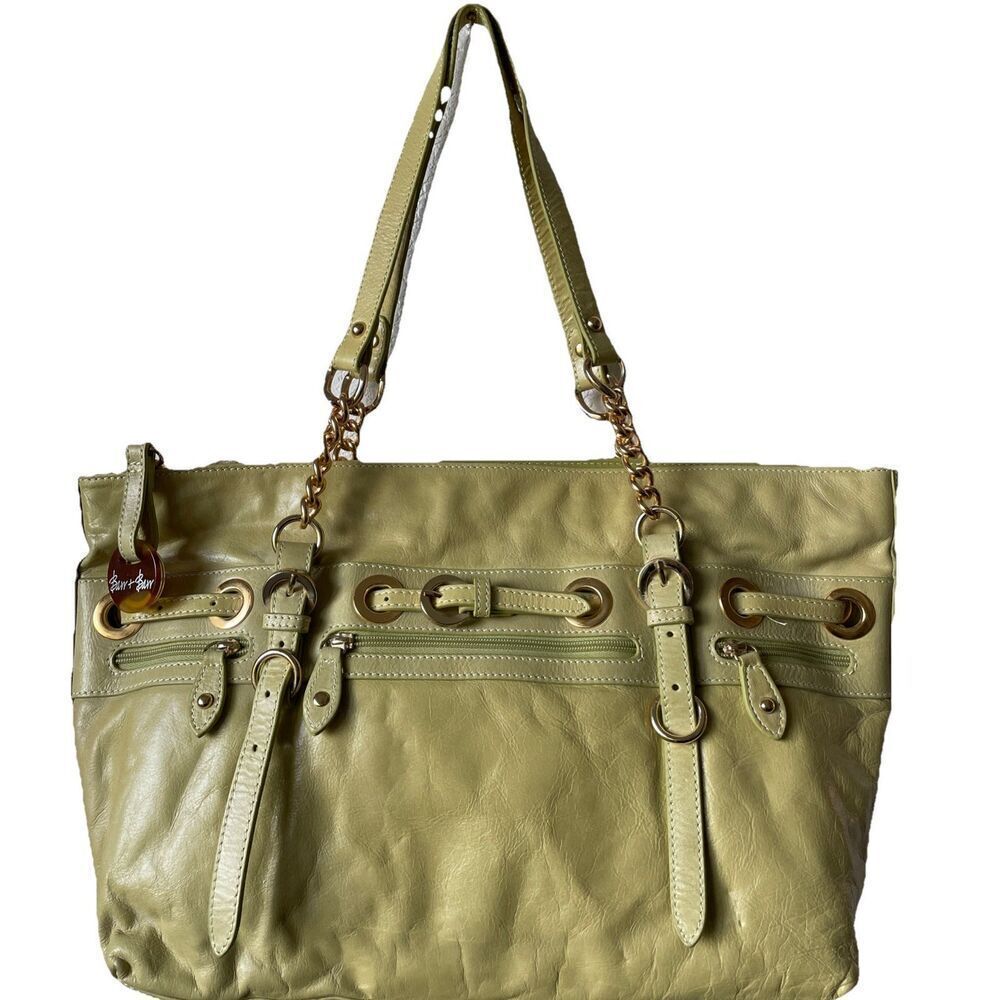 New Barr and Barr New York Leather Belted Shoulder Bag with Grommets and Chains
